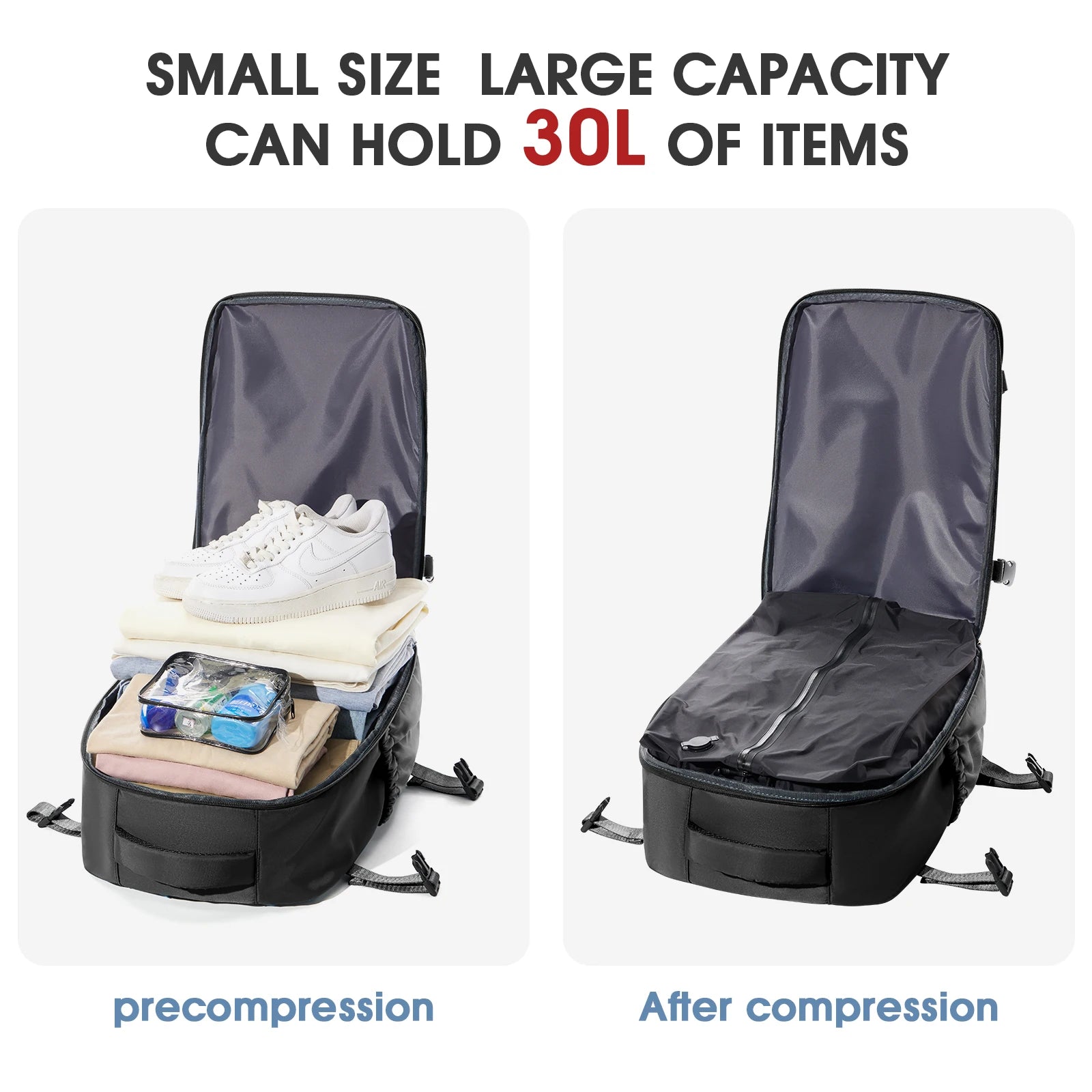 Vacuum Backpack Travel Bag for Men Large Capacity Backpack Business Laptop Backpack Women Men Expandable Backpack School Bag