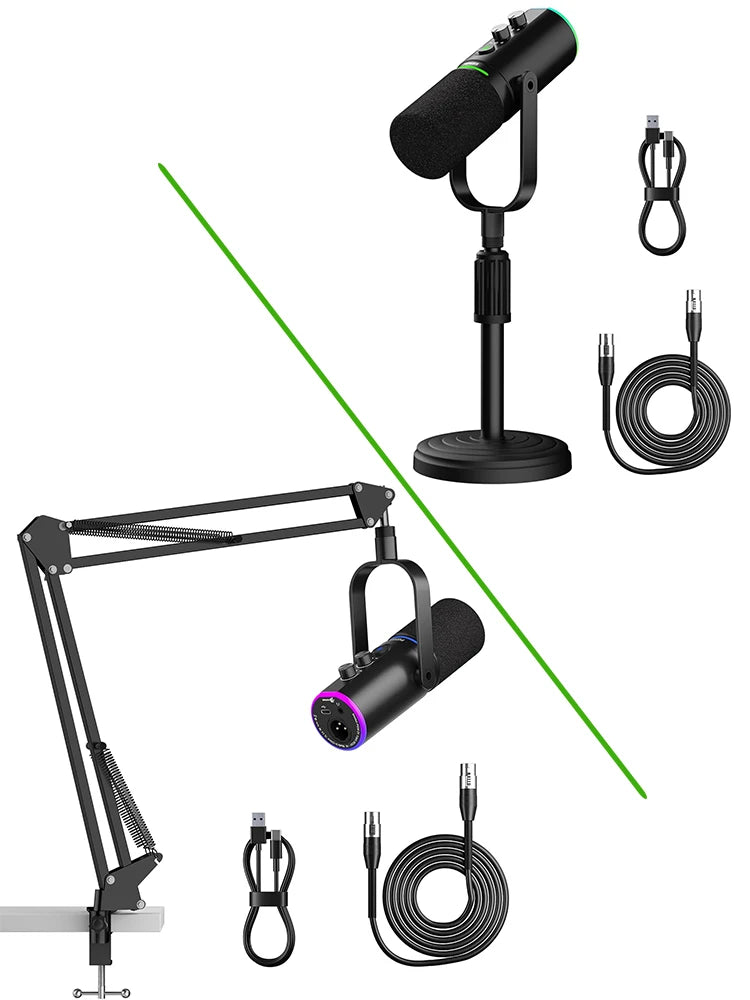 Podcast Dynamic Microphone, XLR/USB Recording PC Microphones for Broadcast, Podcast, Recording, Gaming & Streaming, Studio Mic